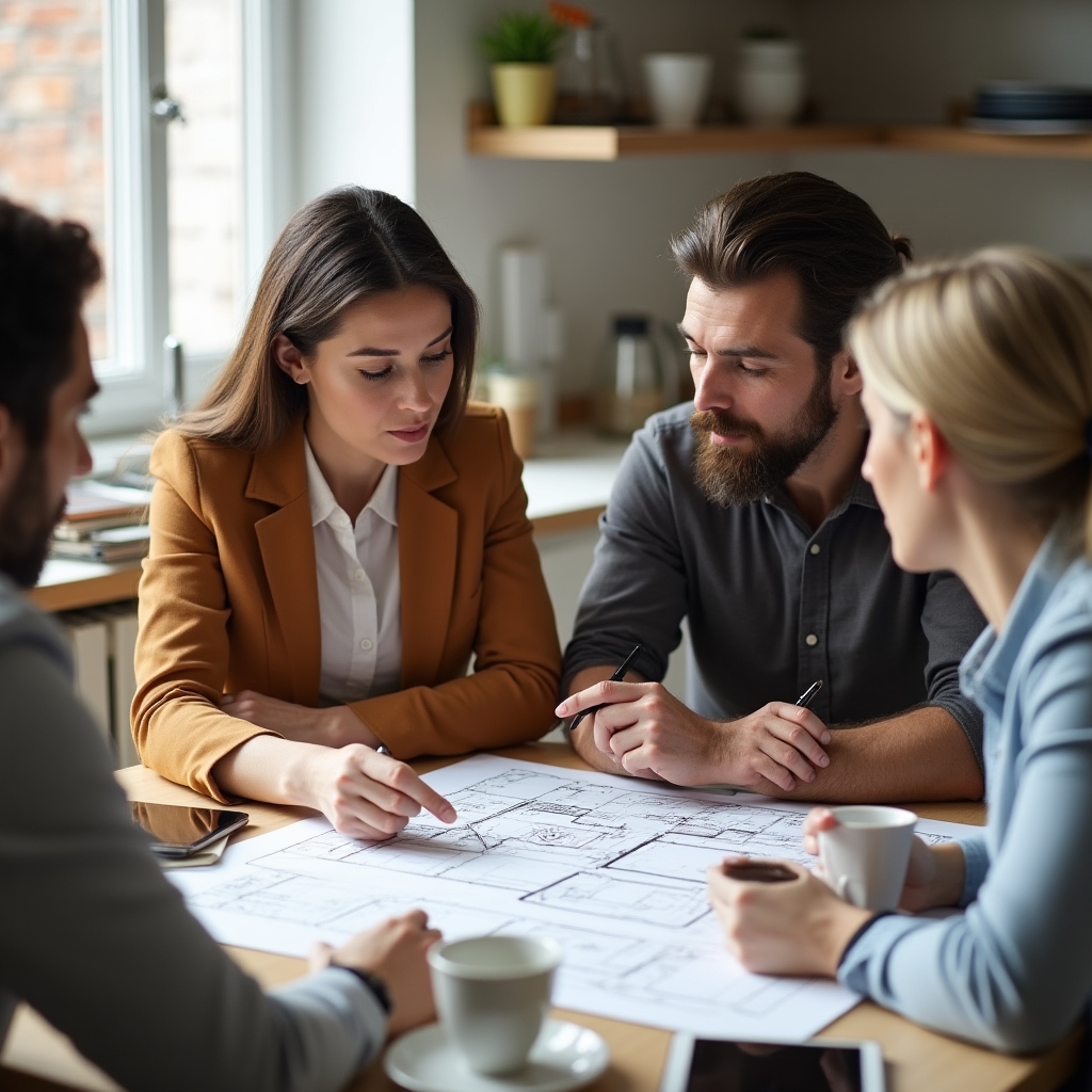Consulente e cliente che lavorano insieme su un piano di organizzazione